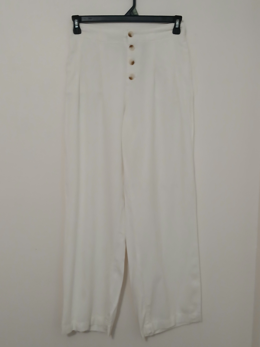 Sincerely Jules Cream Wide-Leg Button Front Pants